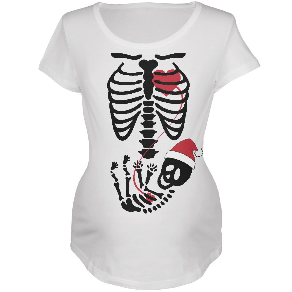 Halloween Santa Baby Skeleton White Maternity Soft T-Shirt Maternity T-Shirts Old Glory 2XL White 