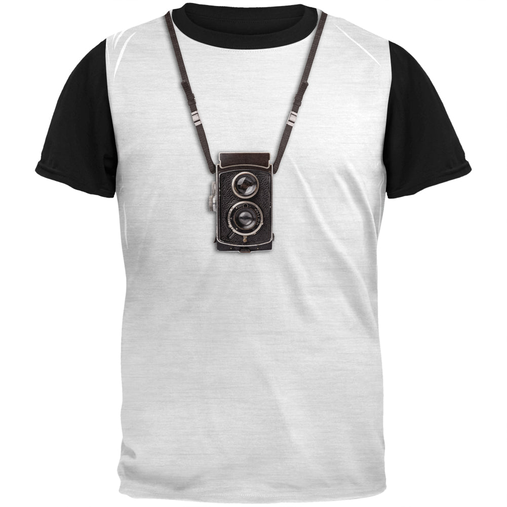 Halloween Photographer Antique Camera Costume Adult Black Back T-Shirt Men's T-Shirts Old Glory SM Multi 