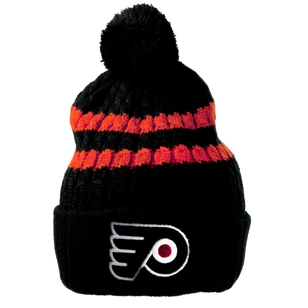 Philadelphia Flyers - Logo Blue Bird Adult Adult Pom Pom Knit Hat Knit Hats Old Glory OS Multicoloured 