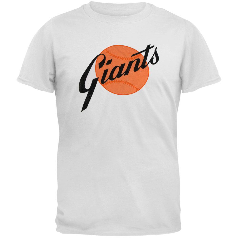 San Francisco Giants - Letters on Ball Logo Soft White Adult T-Shirt Men's T-Shirts San Francisco Giants MD White 