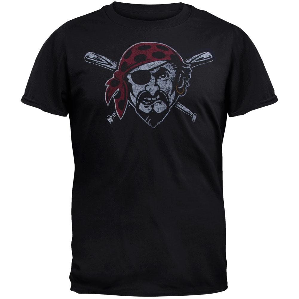 Pittsburgh Pirates - Crossed Bats Pirate Soft Black Adult T-Shirt Men's T-Shirts Pittsburgh Pirates 2XL Black 