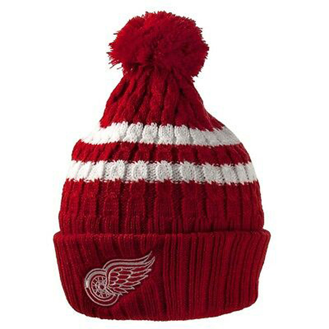 Detroit Red Wings - Logo Blue Bird Adult Pom Pom Knit Hat Knit Hats Old Glory   