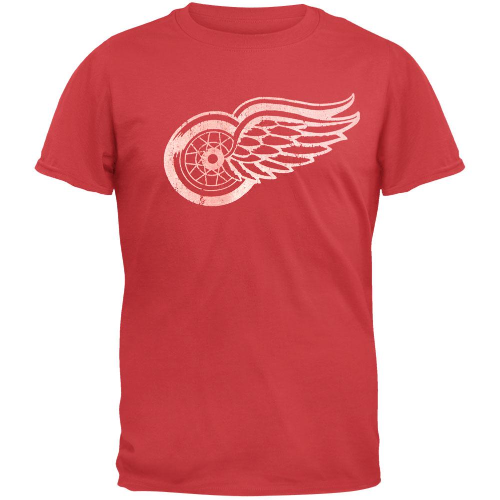 Detroit Red Wings - Logo Brass Tacks Soft Red Adult T-Shirt Men's T-Shirts Detroit Red Wings 2XL Blue 