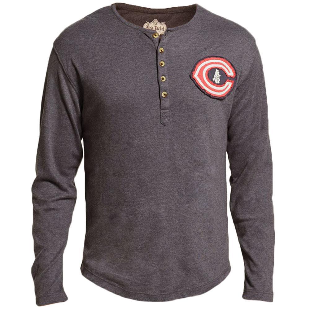 Chicago Cubs - Chest Logo Primo Adult Henley Long Sleeve T-Shirt Men's Long Sleeves Chicago Cubs SM Blue