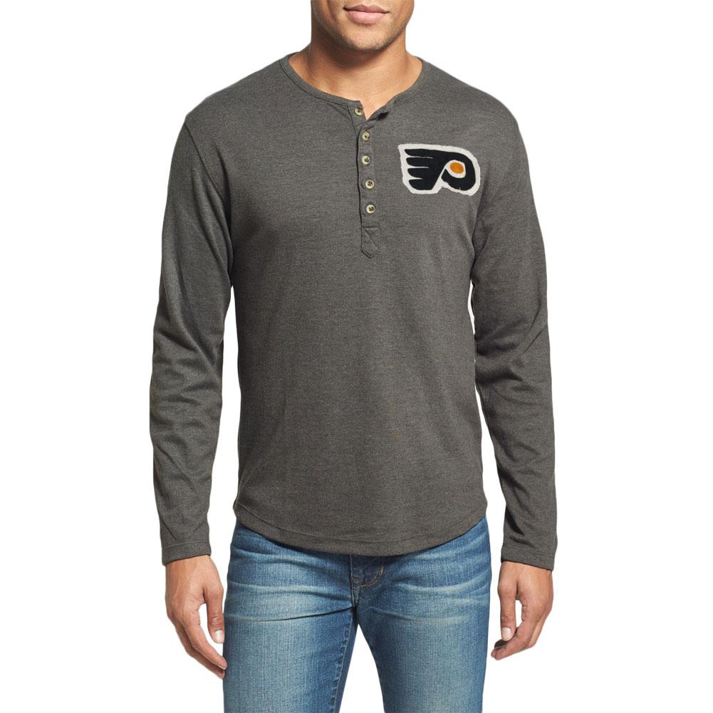 Philadelphia Flyers - Chest Logo Primo Adult Henley Long Sleeve T-Shirt Men's Long Sleeves Philadelphia Flyers 2XL Black 