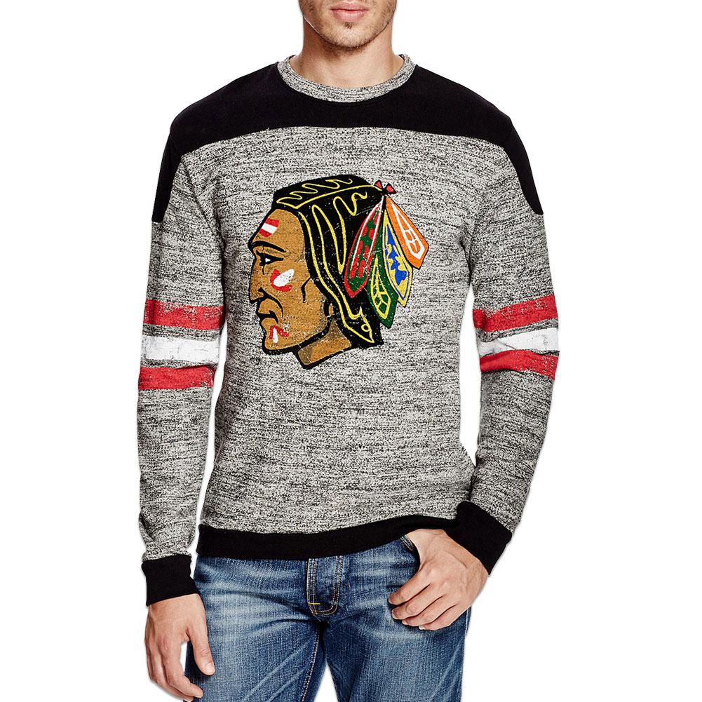 Chicago Blackhawks - Logo Preston TC French Terry Adult Sweatshirt Men's Sweatshirts Chicago Blackhawks MD Grey 