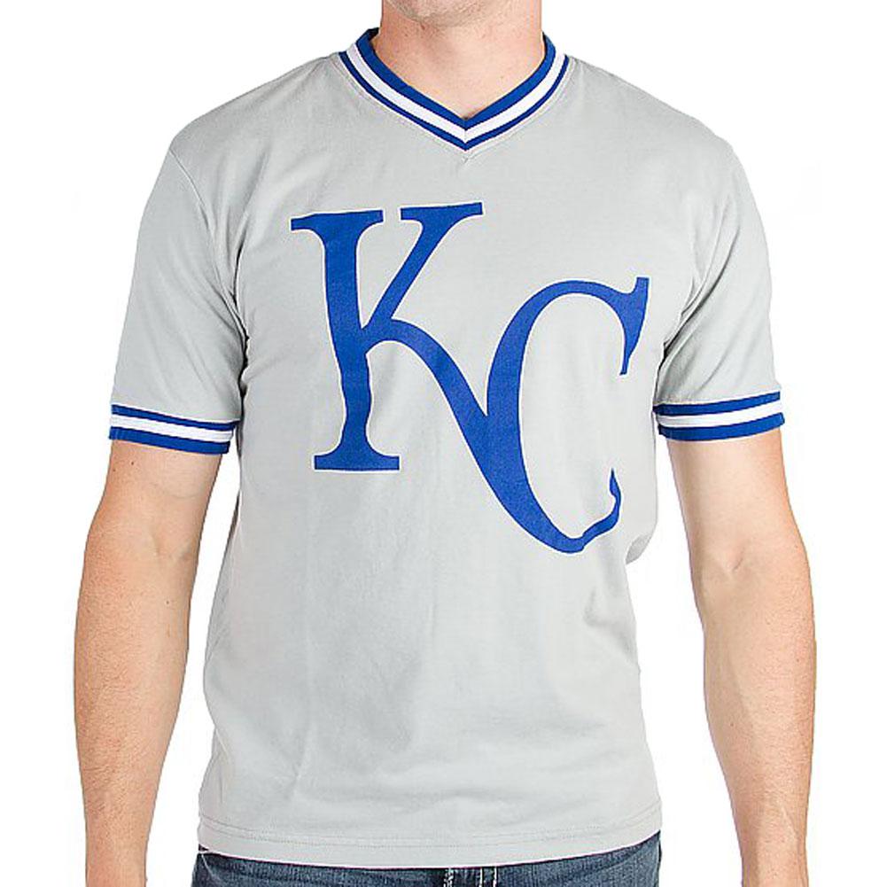 Kansas City Royals - KC Logo Eephus V-Neck Adult Jersey T-Shirt Men's T-Shirts Kansas City Royals 2XL Grey 