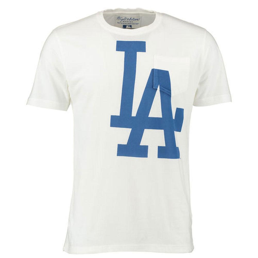 Los Angeles Dodgers - Logo The Heavy Vintage Pocket Adult T-Shirt Men's T-Shirts Los Angeles Dodgers SM White