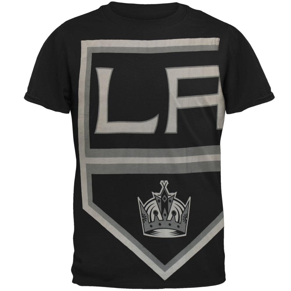 Los Angeles Kings - Overgrown Logo Soft Adult T-Shirt Men's T-Shirts Los Angeles Kings LG Black 