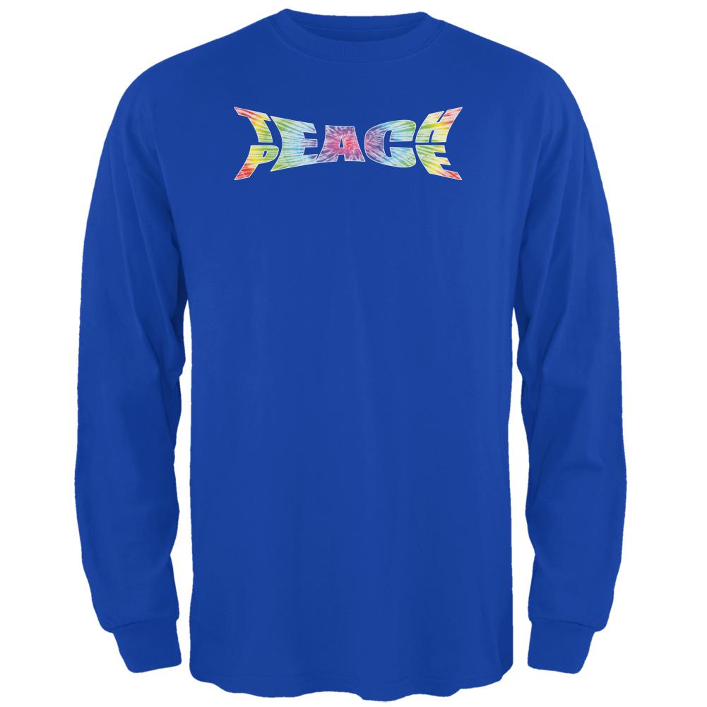 Teach Peace Tie Dye Royal Adult Long Sleeve T-Shirt Men's Long Sleeves Old Glory 2XL Blue 