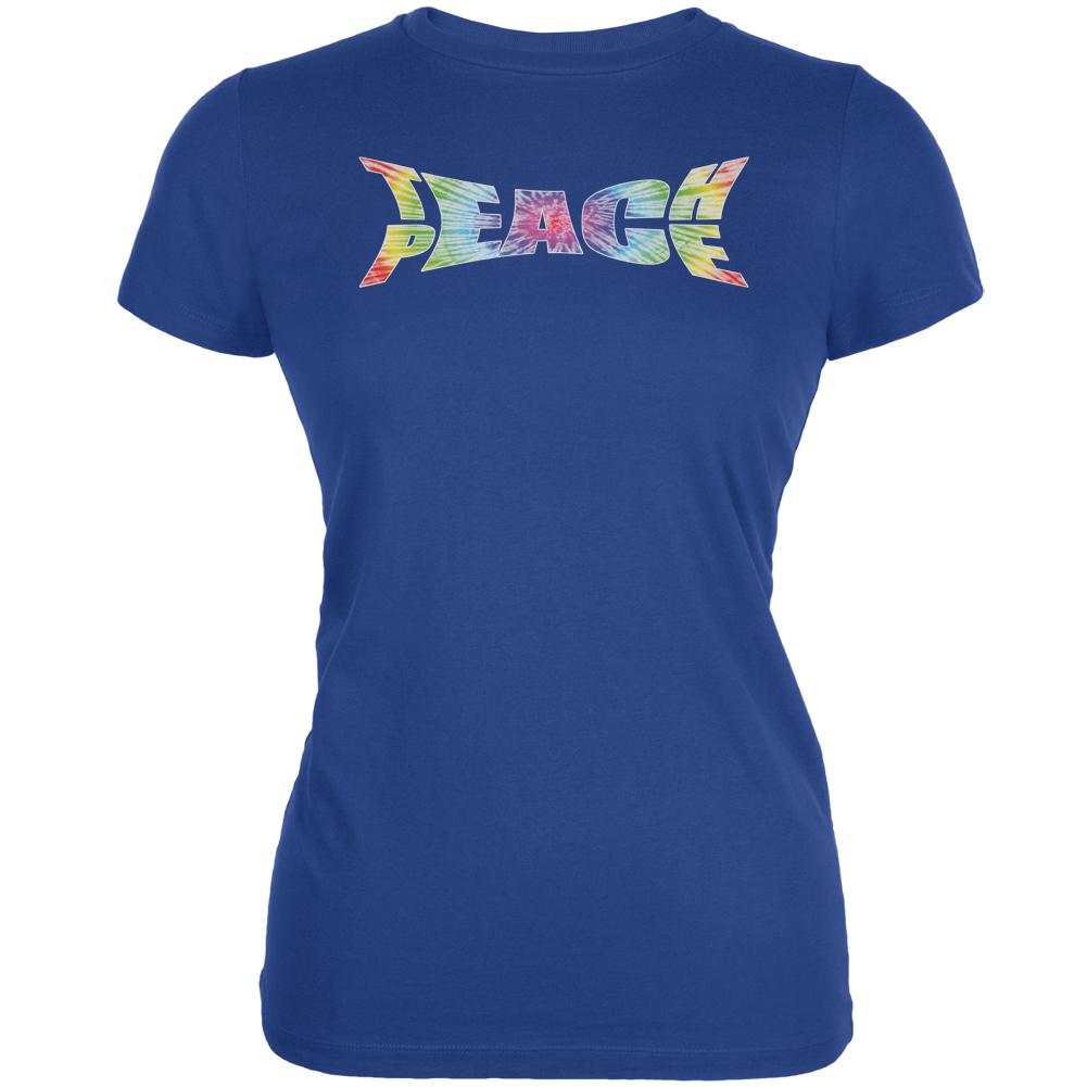 Teach Peace Tie Dye Royal Juniors Soft T-Shirt Juniors T-Shirts Old Glory 2XL Blue 