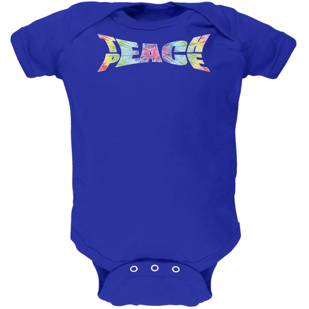 Teach Peace Tie Dye Royal Soft Baby One Piece Baby One Piece Old Glory 0-3M Blue 