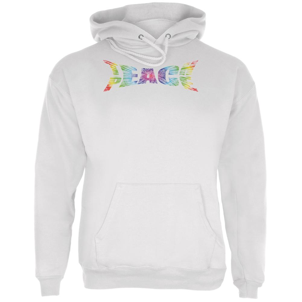 Teach Peace Tie Dye White Adult Hoodie Men's Hoodies Old Glory LG White 