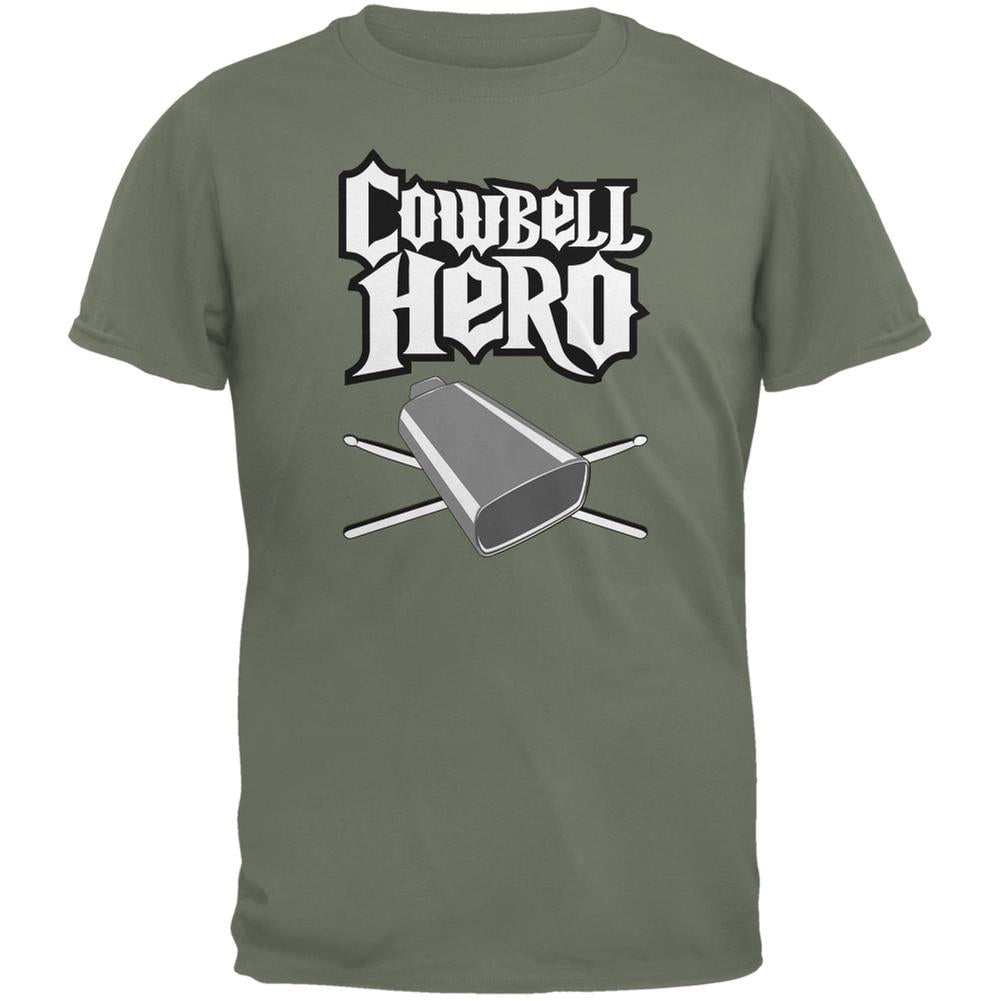 Cowbell Hero Military Green Adult T-Shirt Men's T-Shirts Old Glory 2XL Green 