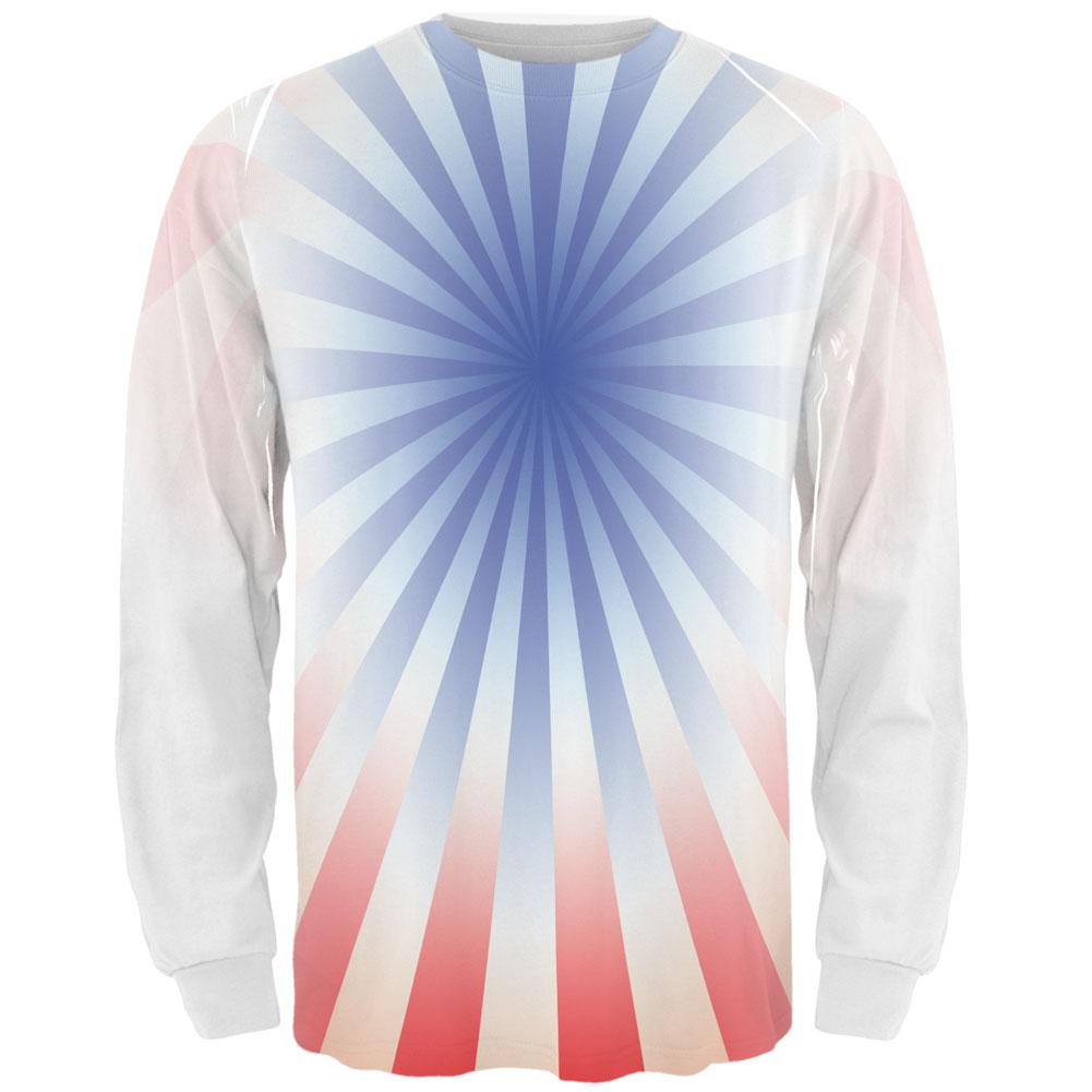 Patriot Blue Starburst All Over Adult Long Sleeve T-Shirt Men's Long Sleeves Old Glory 2XL Multi 
