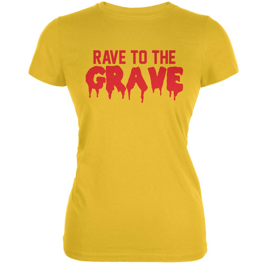 Rave To The Grave Bright Yellow Juniors Soft T-Shirt Juniors T-Shirts Old Glory 2XL Yellow 