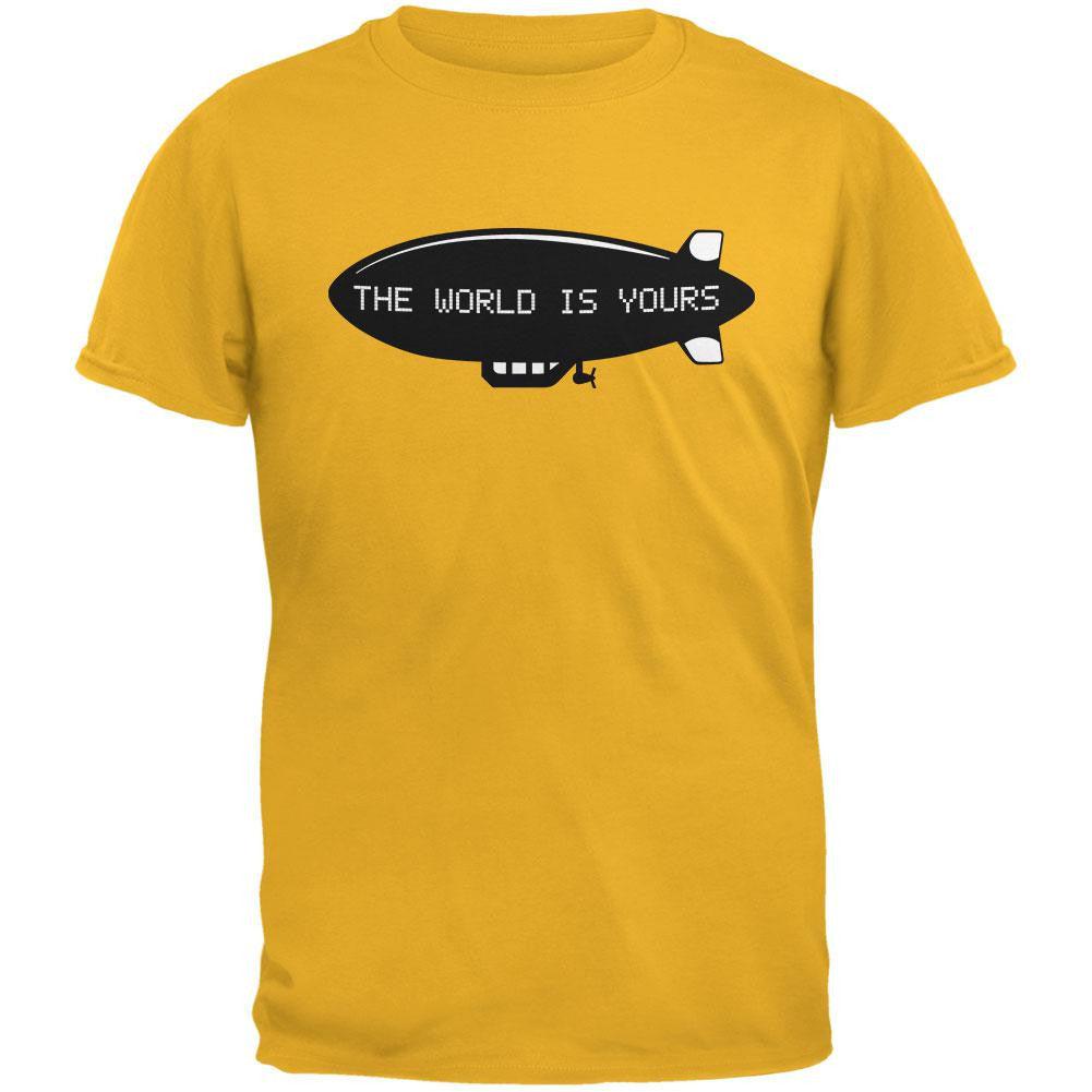The World Is Yours Blimp Gold Adult T-Shirt Men's T-Shirts Old Glory 2XL Yellow 
