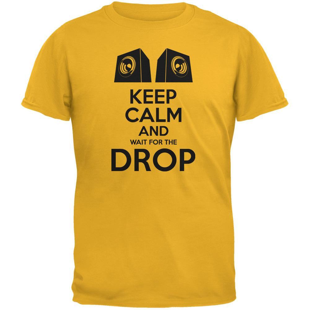 EDM Keep Calm And Wait For The Drop Gold Adult T-Shirt Men's T-Shirts Old Glory 2XL Yellow 