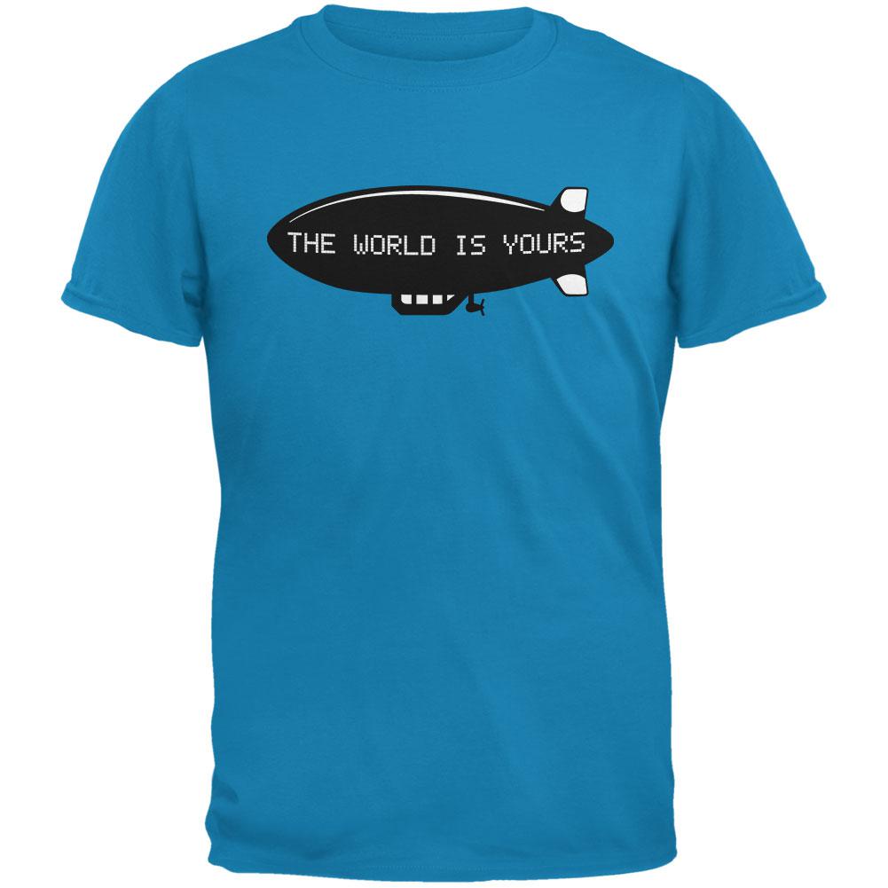 The World Is Yours Blimp Sapphire Blue Adult T-Shirt Men's T-Shirts Old Glory 2XL Blue 