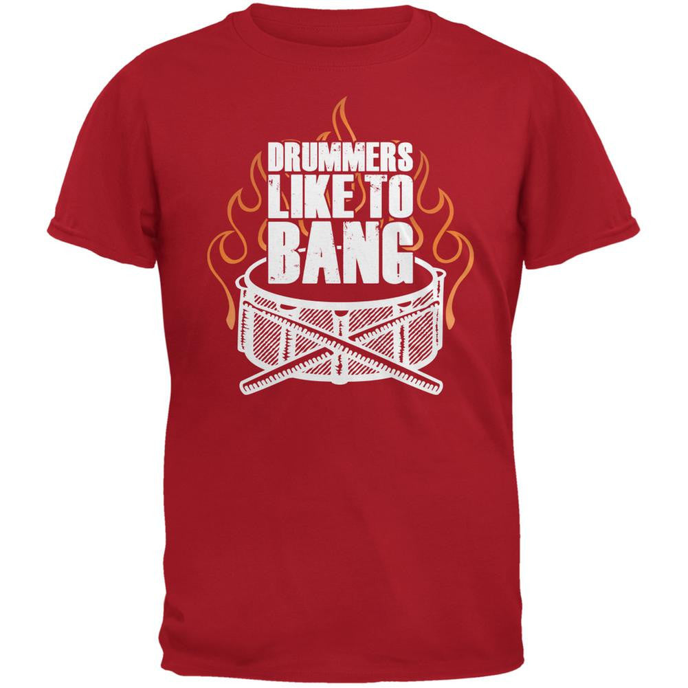 Drummers Like To Bang Red Adult T-Shirt Men's T-Shirts Old Glory 2XL Red 