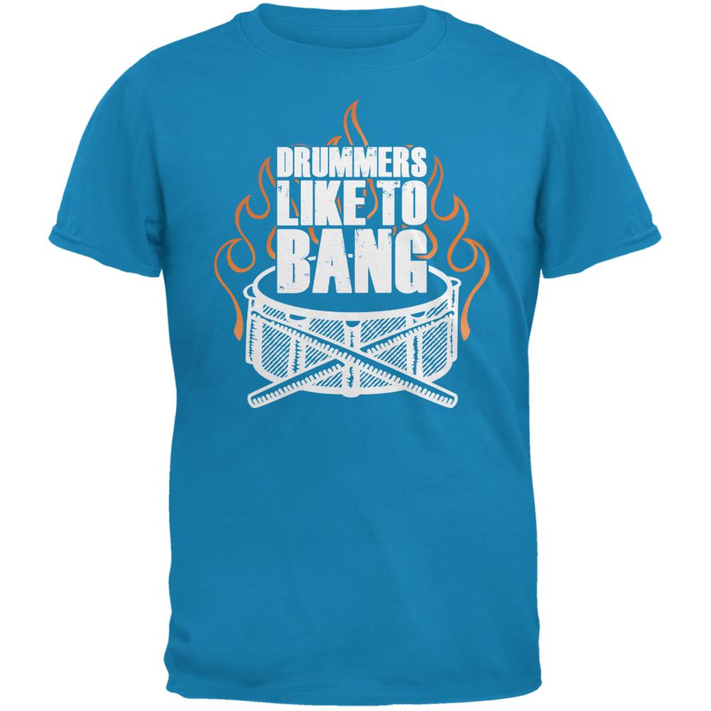 Drummers Like To Bang Sapphire Blue Adult T-Shirt Men's T-Shirts Old Glory 2XL Blue 