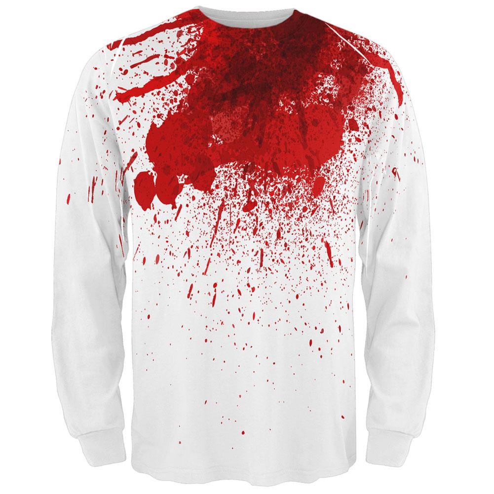 Halloween Decapitated Costume All Over Adult Long Sleeve T-Shirt Men's Long Sleeves Old Glory 2XL White 