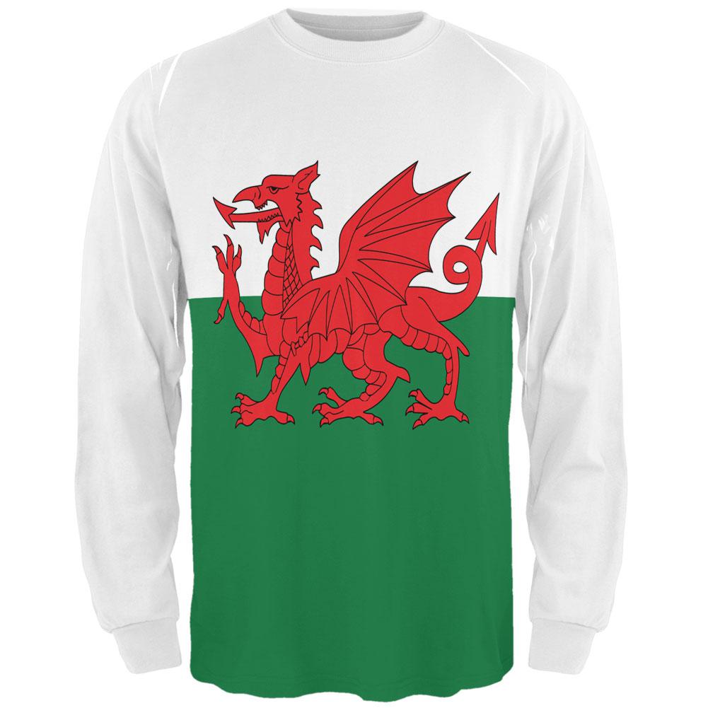 Welsh Flag All Over Adult Long Sleeve T-Shirt Men's Long Sleeves Old Glory 2XL Multi 