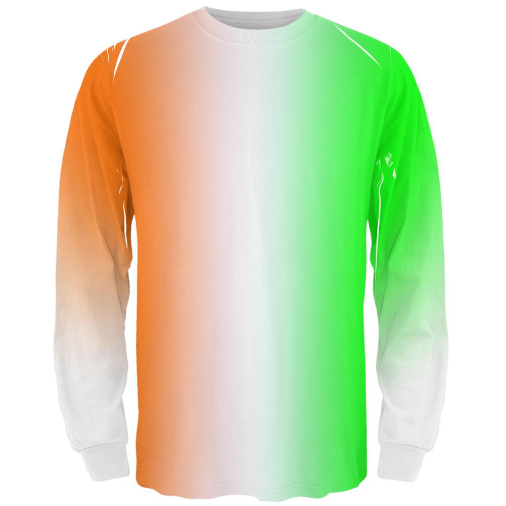 St Patricks Day Irish Fade All Over Adult Long Sleeve T-Shirt Men's Long Sleeves Old Glory 2XL White 