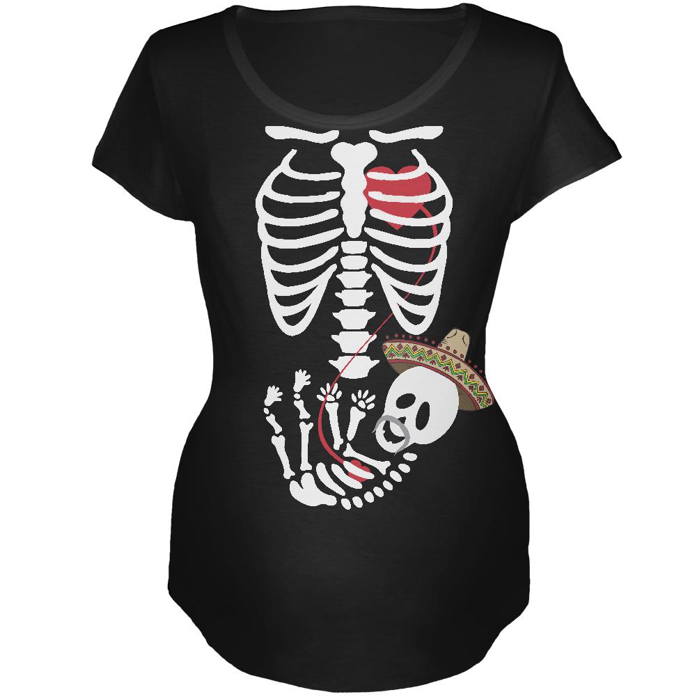 Cinco de Mayo Baby Skeleton Black Maternity Soft T-Shirt Maternity T-Shirts Old Glory 2XL Black 