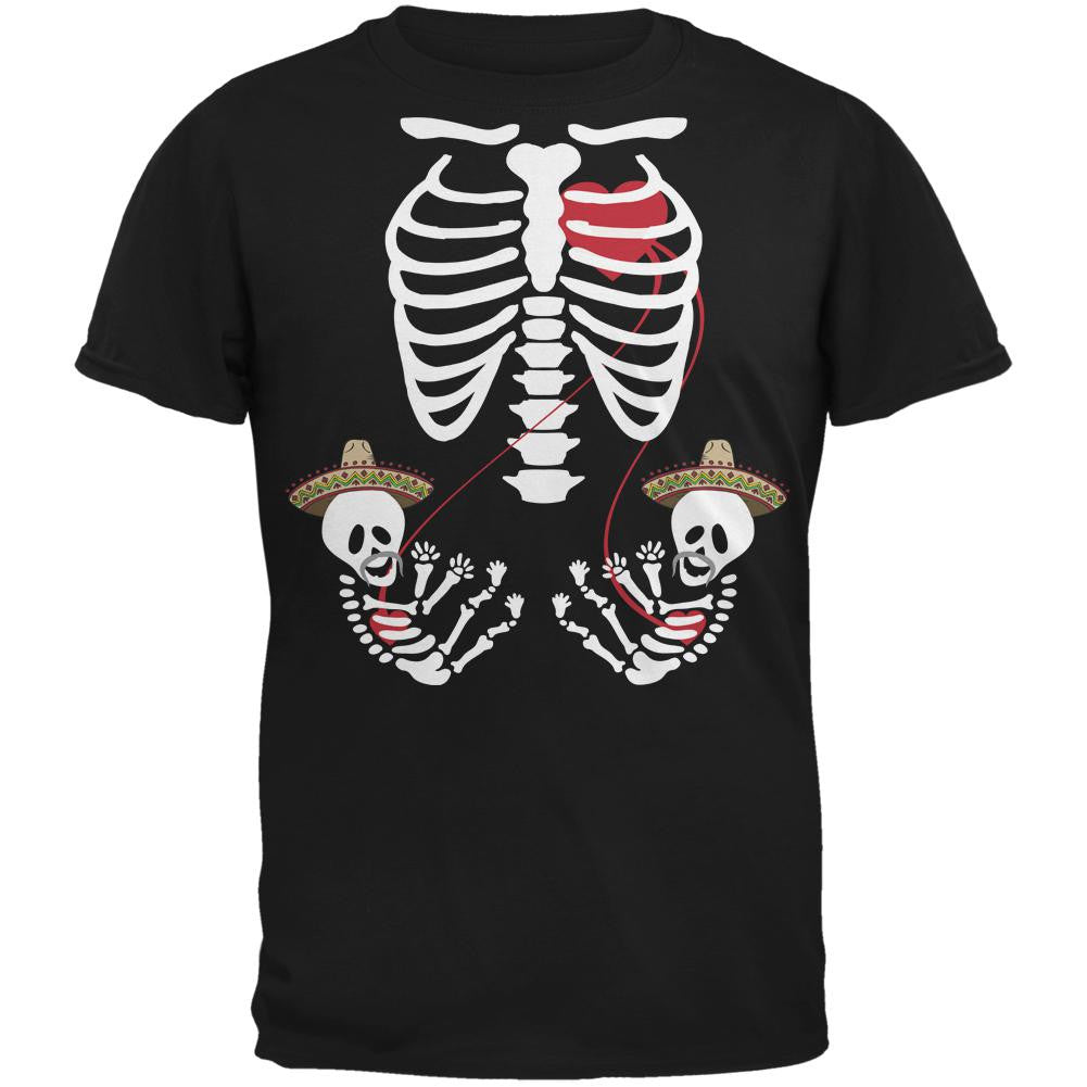 Cinco de Mayo Twin Baby Skeletons Black Adult T-Shirt Men's T-Shirts Old Glory   