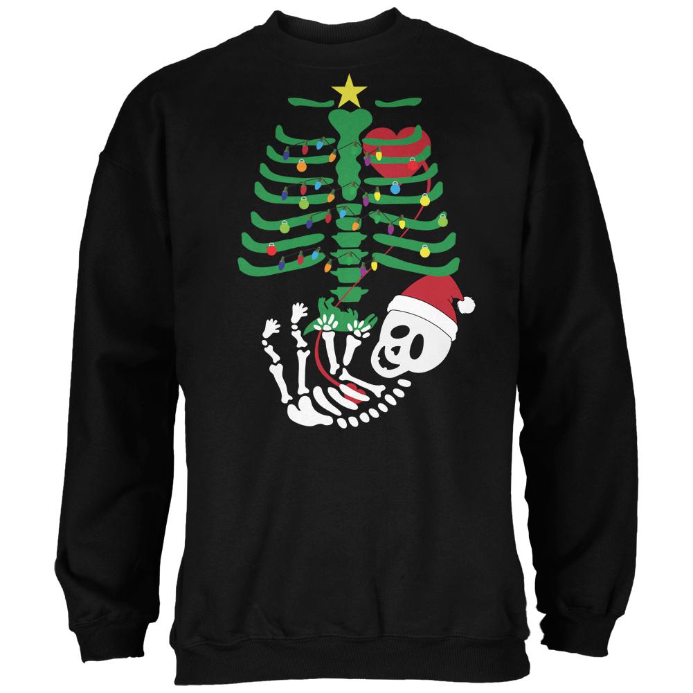 Christmas Tree Baby Skeleton Dinosaur Black Adult Sweatshirt Men's Sweatshirts Old Glory 2XL Black 