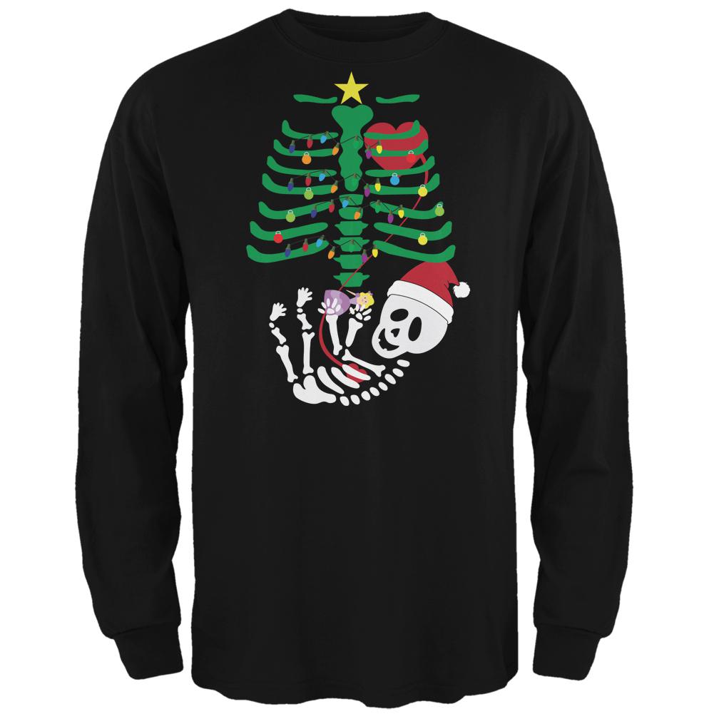 Christmas Tree Baby Skeleton Doll Black Adult Long Sleeve T-Shirt Men's Long Sleeves Old Glory 2XL Black 