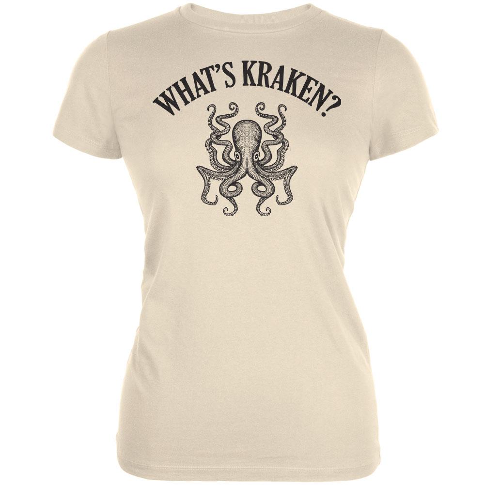 What's Kraken? Cream Juniors Soft T-Shirt Juniors T-Shirts Old Glory 2XL Off-White 