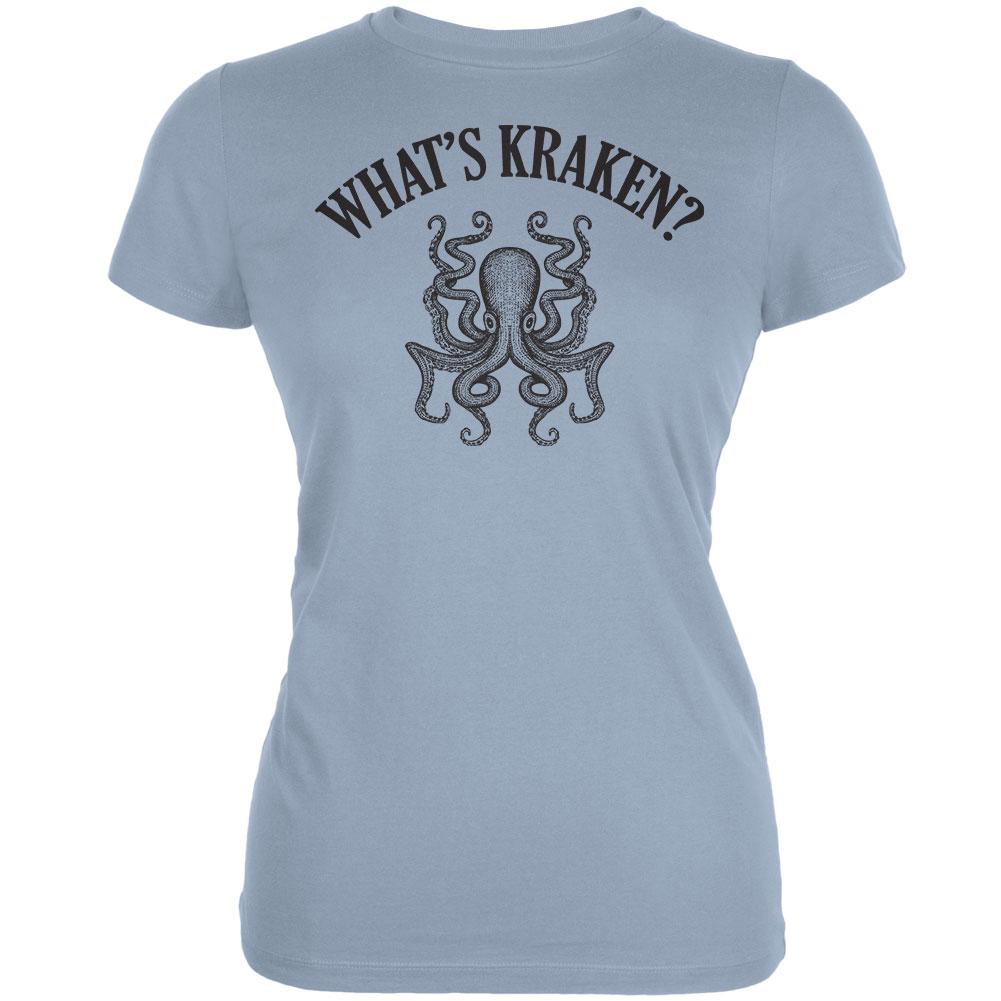 What's Kraken? Light Blue Juniors Soft T-Shirt Juniors T-Shirts Old Glory 2XL Blue 