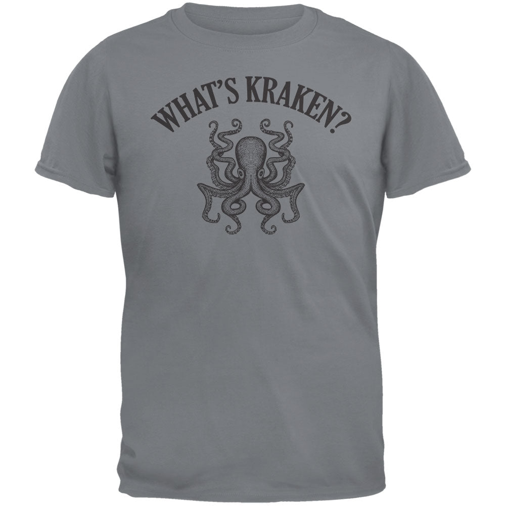 What's Kraken? Storm Grey Adult T-Shirt Men's T-Shirts Old Glory 3XL Gravel Grey 