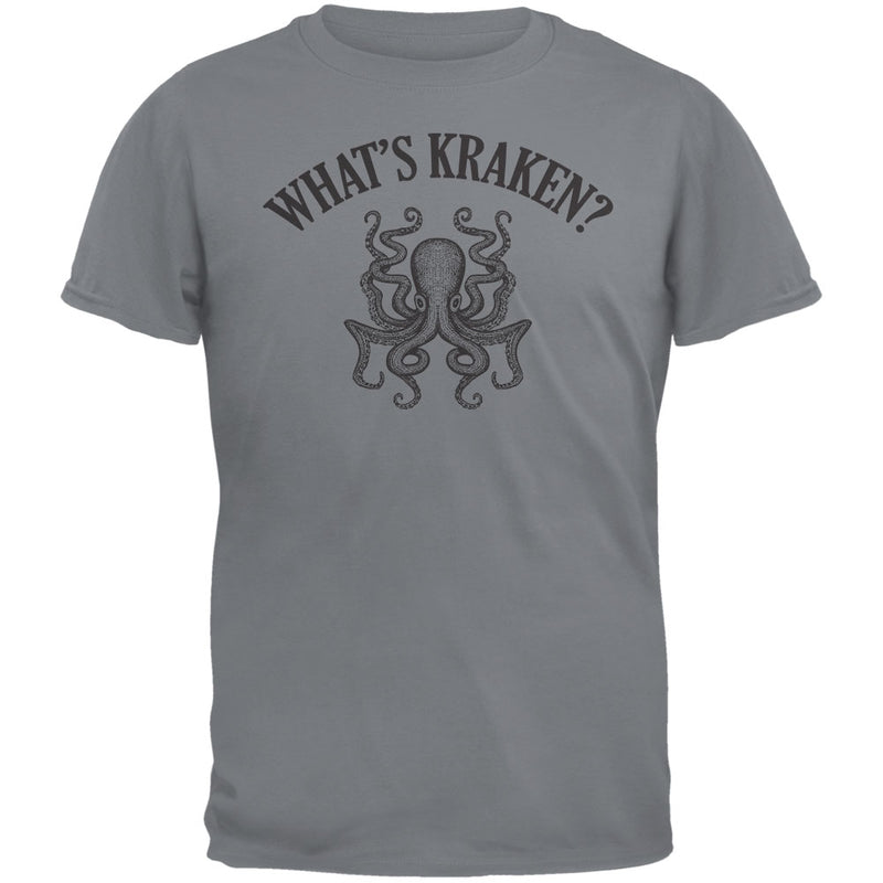 What's Kraken? Storm Grey Adult T-Shirt Men's T-Shirts Old Glory 3XL Gravel Grey 