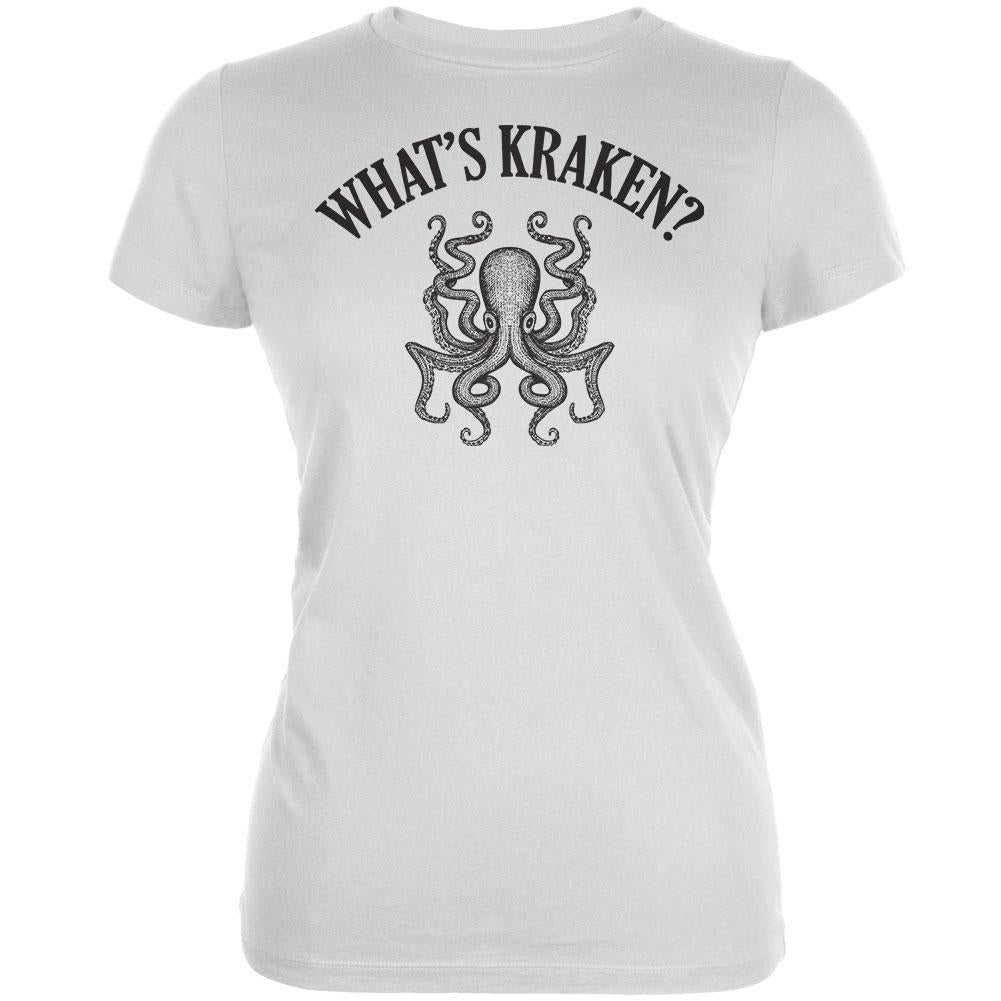 What's Kraken? White Juniors Soft T-Shirt Juniors T-Shirts Old Glory 2XL White 