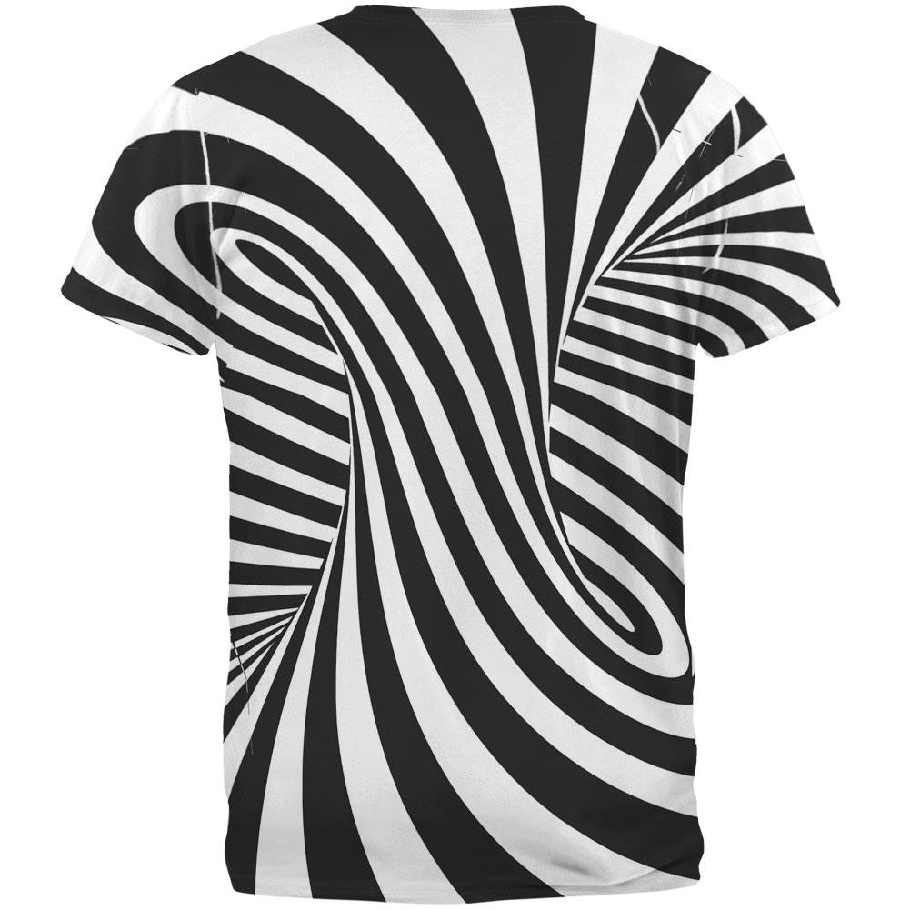 Trippy Black And White Swirl All Over Adult T-Shirt Men's T-Shirts Old Glory   