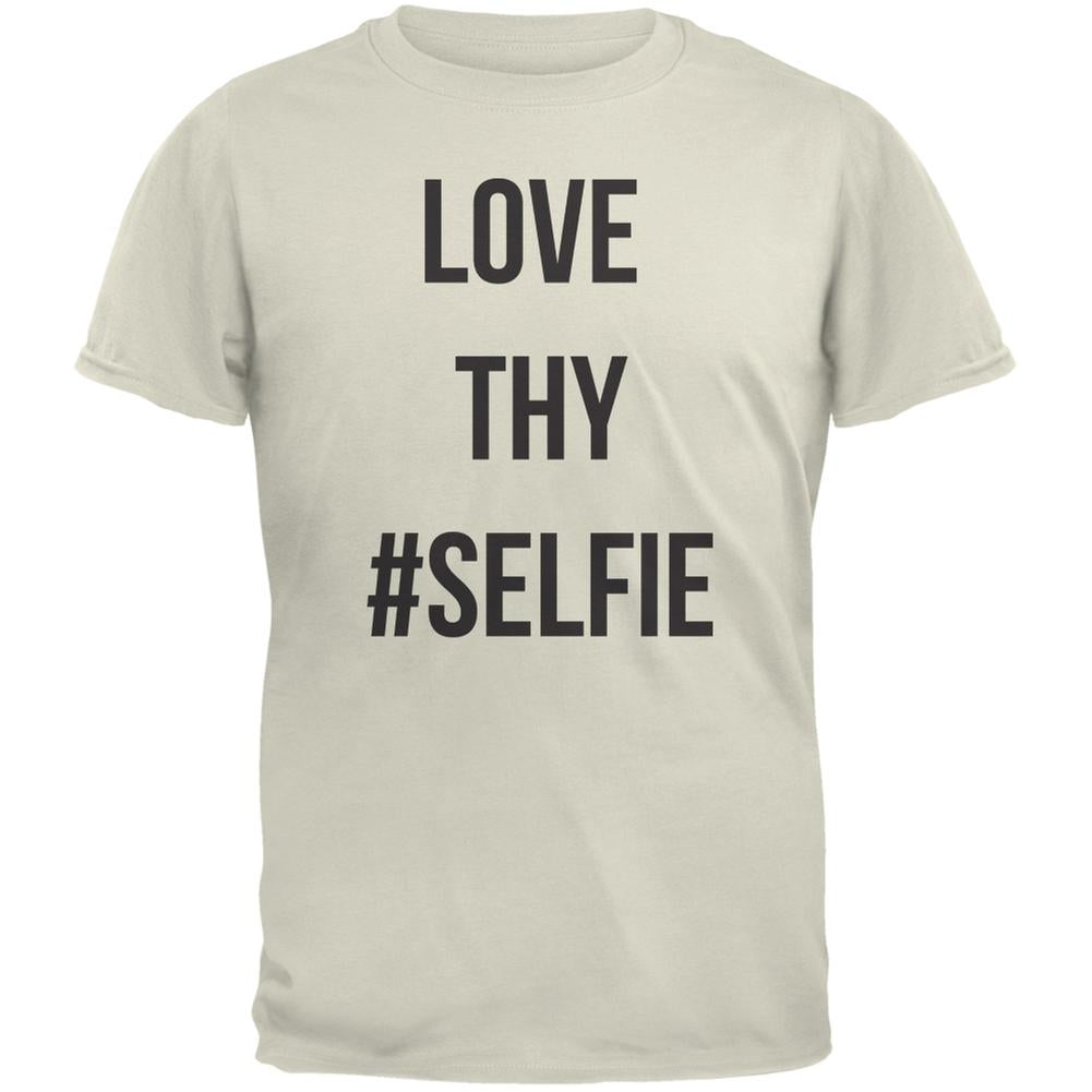 Love Thy Hashtag Selfie Natural Adult T-Shirt Men's T-Shirts Old Glory 2XL Off-White 