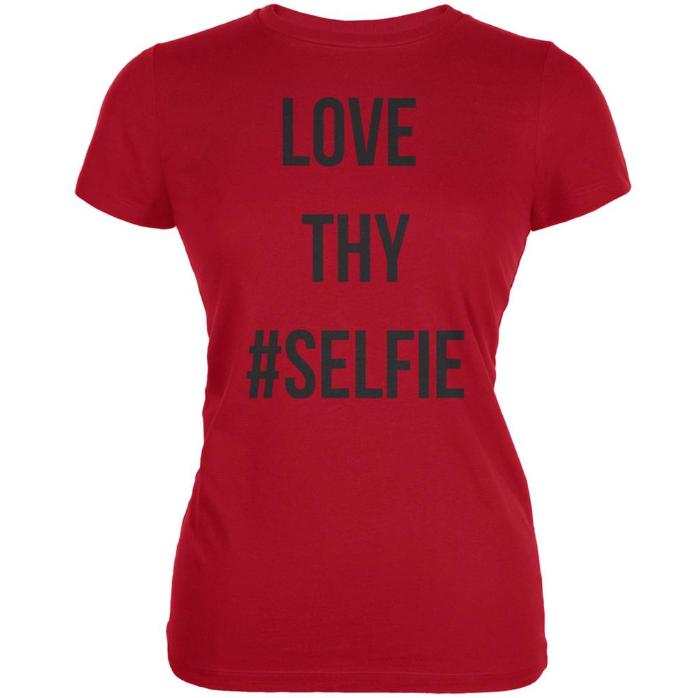 Love Thy Hashtag Selfie Red Juniors Soft T-Shirt Juniors T-Shirts Old Glory 2XL Red 