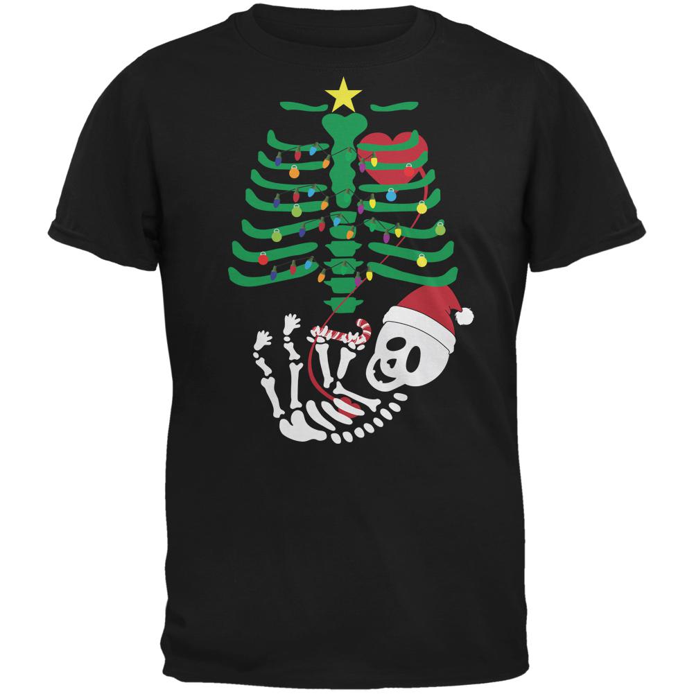 Christmas Tree Baby Skeleton Candy Cane Black Adult T-Shirt Men's T-Shirts Old Glory 2XL Black 