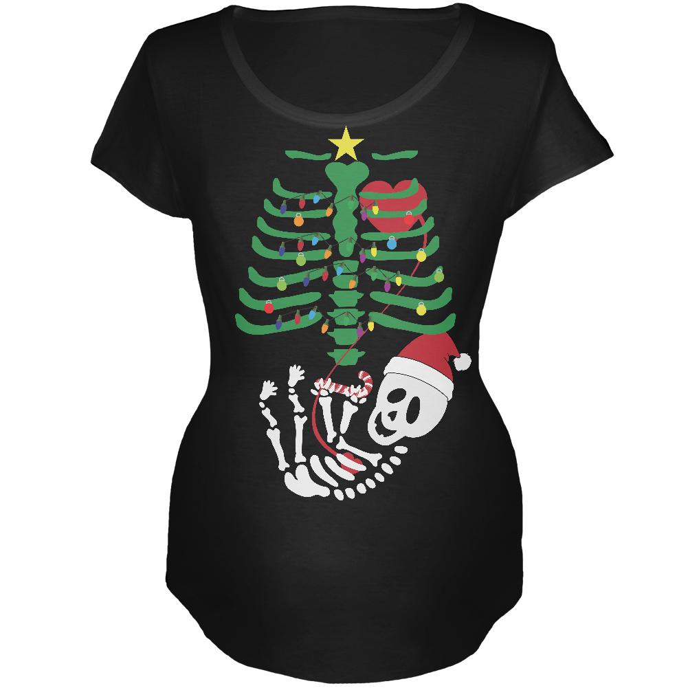 Christmas Tree Baby Skeleton Candy Cane Black Maternity Soft T-Shirt Maternity T-Shirts Old Glory 2XL Black 