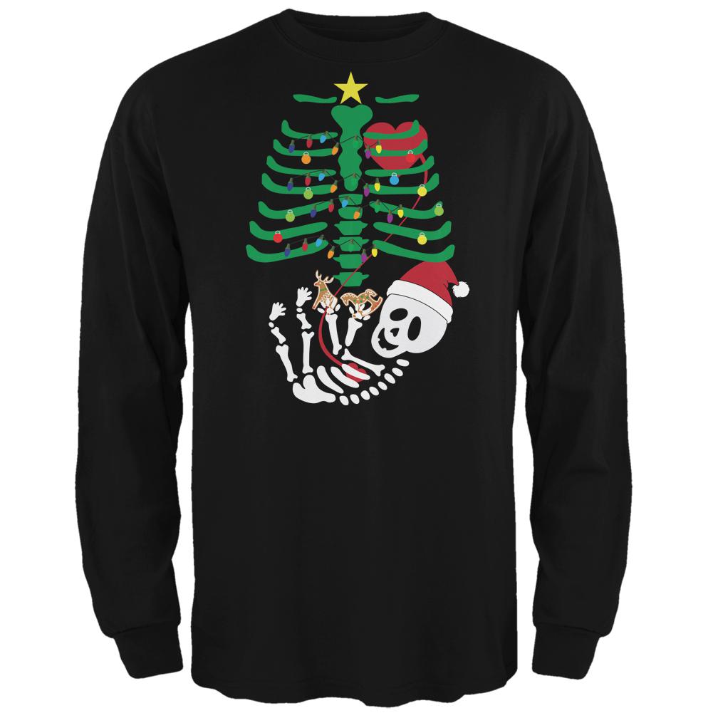 Christmas Tree Baby Skeleton Cookies Black Adult Long Sleeve T-Shirt Men's Long Sleeves Old Glory 2XL Black 