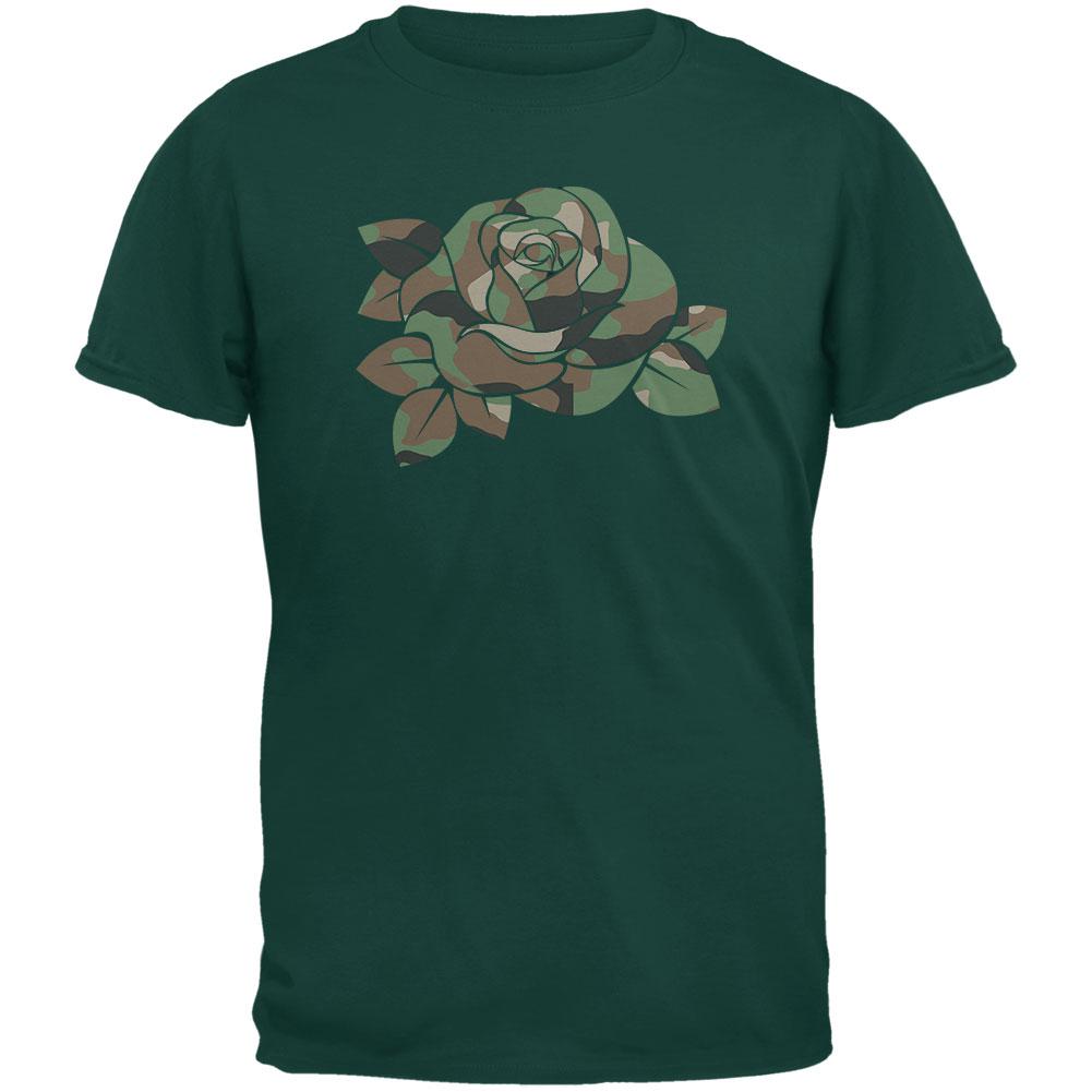 Camo Rose Military Wife Forest Green Adult T-Shirt Men's T-Shirts Old Glory 2XL Green 