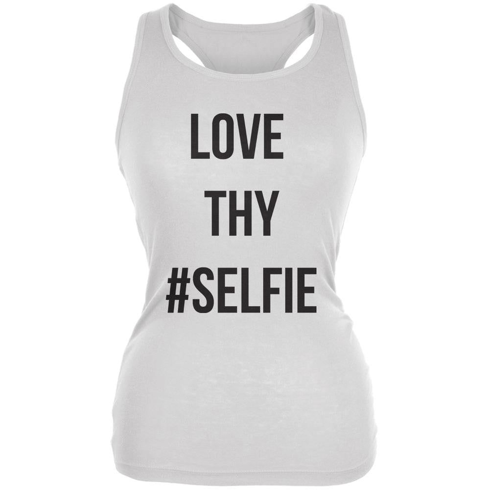 Love Thy Hashtag Selfie White Juniors Soft Tank Top Juniors Tank Tops Old Glory 2XL White 