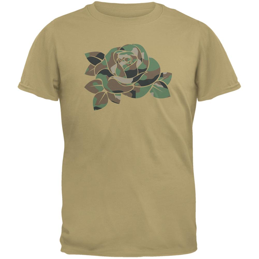 Camo Rose Military Wife Tan Adult T-Shirt Men's T-Shirts Old Glory 2XL Beige 