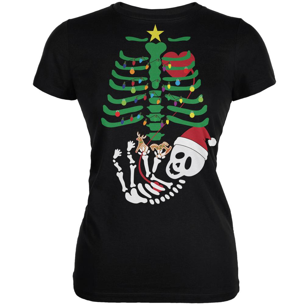 Christmas Tree Baby Skeleton Cookies Black Juniors Soft T-Shirt Juniors T-Shirts Old Glory 2XL Black 