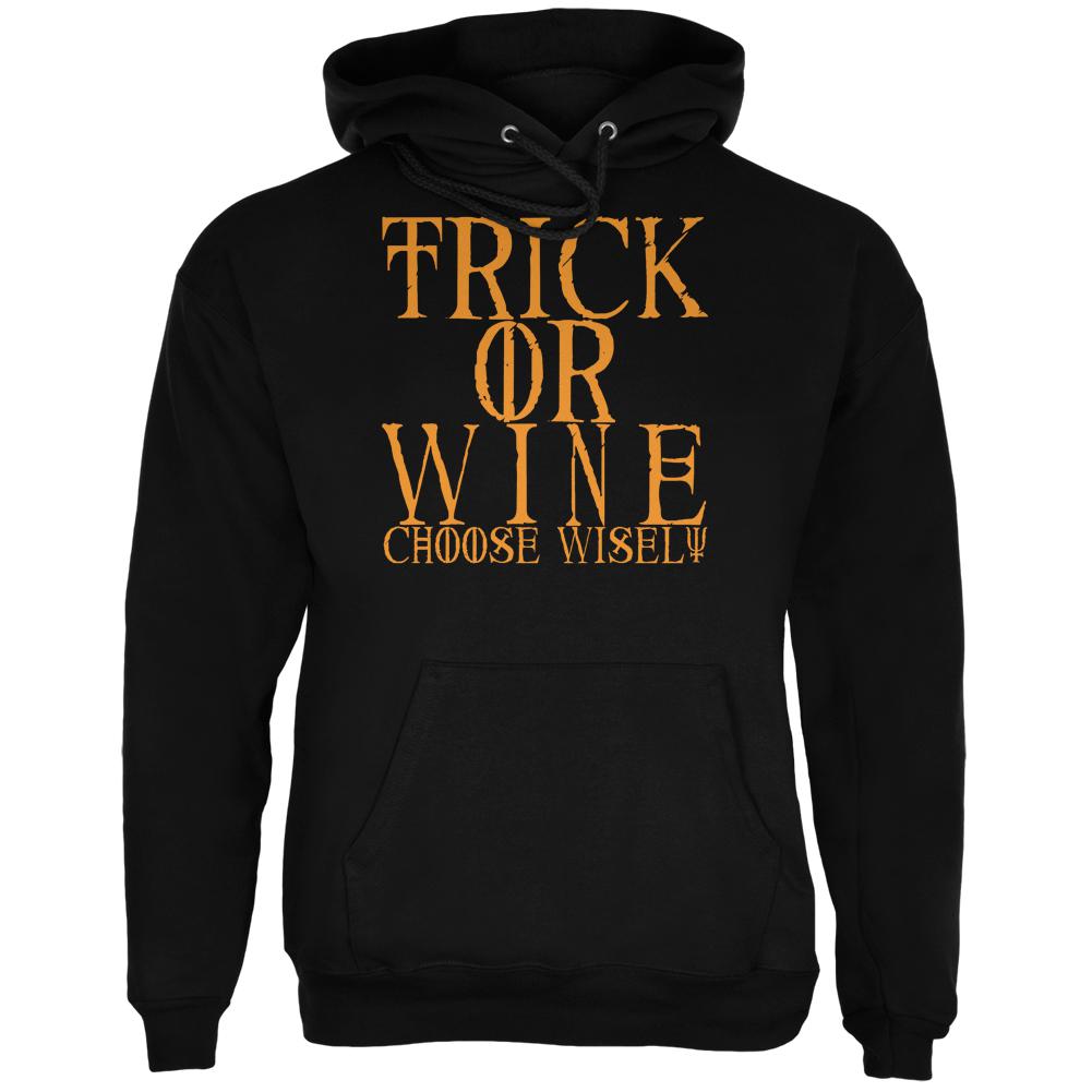 Halloween Trick or Wine Black Adult Hoodie Men's Hoodies Old Glory SM Black 