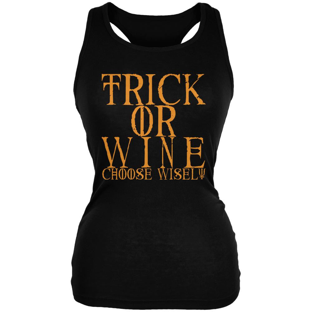 Halloween Trick or Wine Black Juniors Soft Tank Top Juniors Tank Tops Old Glory SM Black 