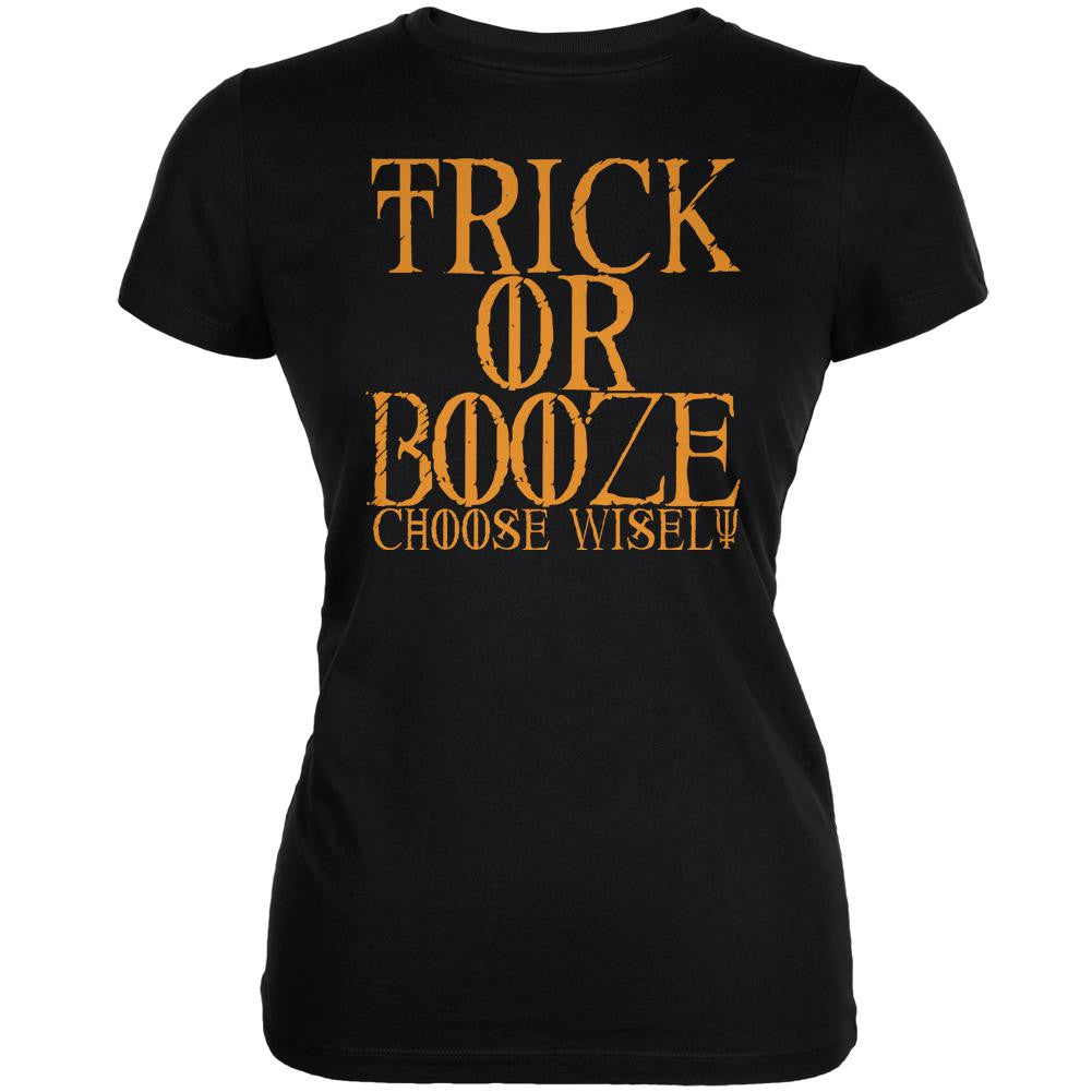 Halloween Trick or Booze Black Juniors Soft T-Shirt Juniors T-Shirts Old Glory SM Black 